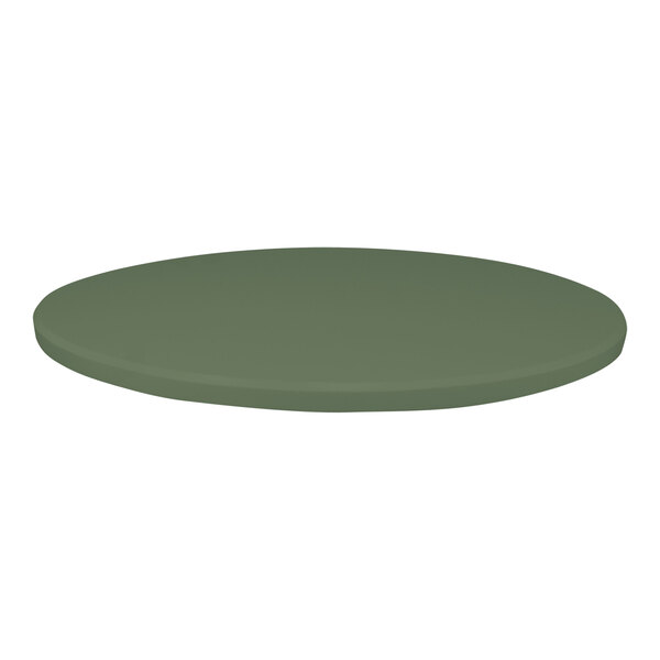 A Perfect Tables 24" outdoor round table top in olive green.