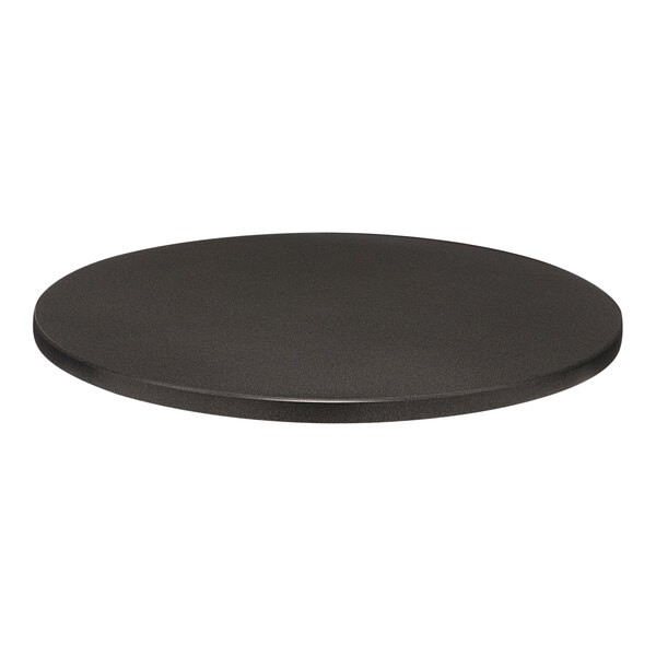 A Perfect Tables round gray table top with silver sparkles on a white background.
