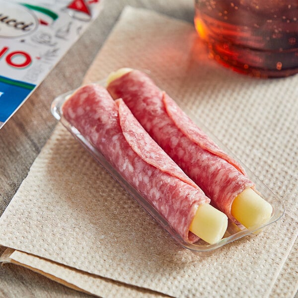 A package of Fiorucci Foods Hard Salami & Mozzarella Paninos on a counter.