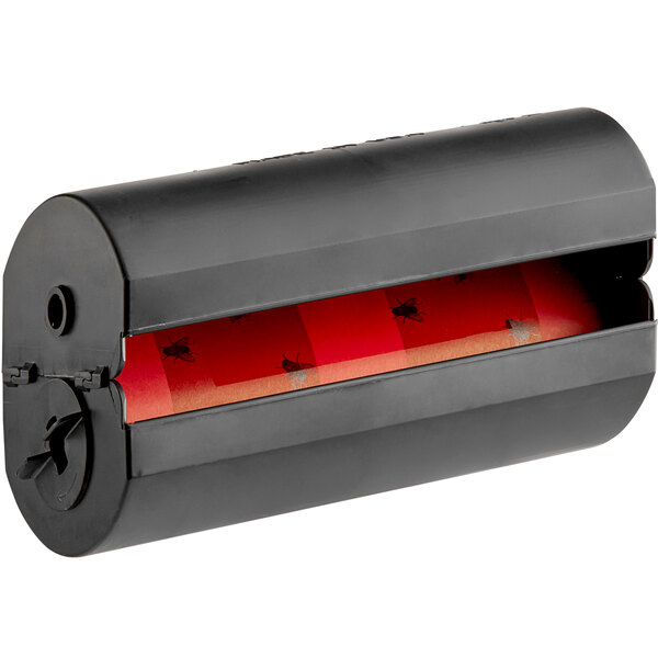 A black container with a red and black Paraclipse bug trap cartridge inside.