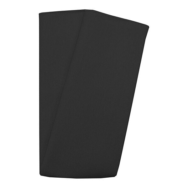 A black folded Snap Drape cloth napkin.