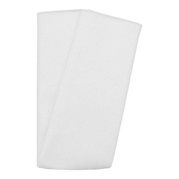 A white Snap Drape cloth napkin folded in half.