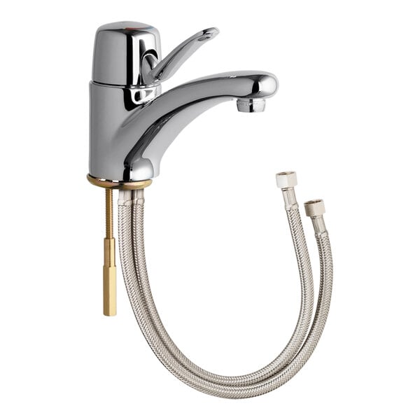 A Chicago Faucets deck-mounted faucet with a hose.