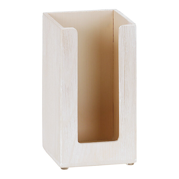 A white wooden rectangular box with a hole in it.