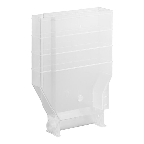 A white plastic Bunn 8 lb. hopper assembly with a clear lid.