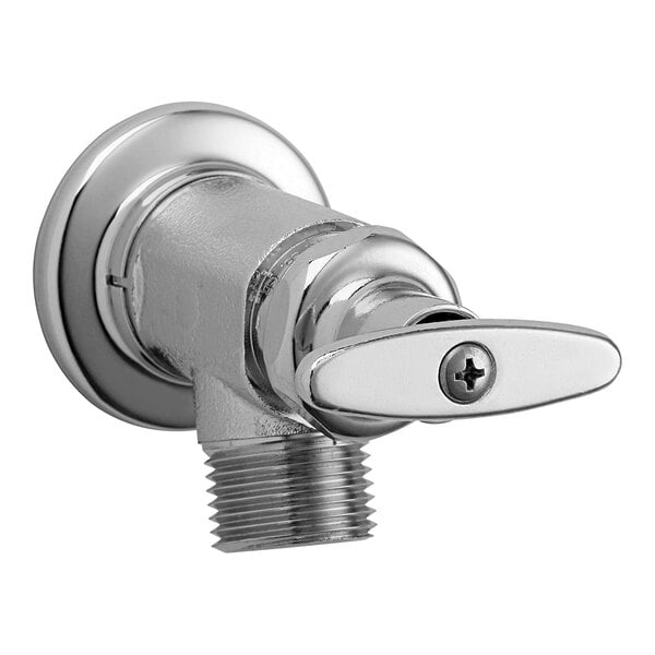 A Chicago Faucets silver metal faucet with a 2 1/4" metal tee handle.