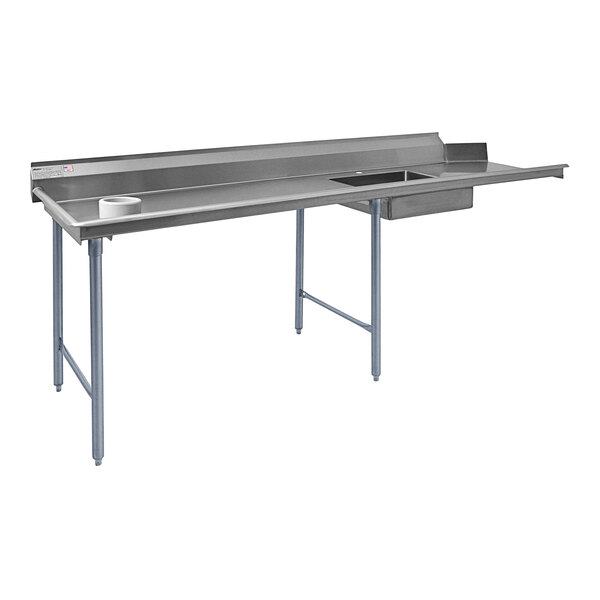 A stainless steel Eagle Group dishtable with sinks.