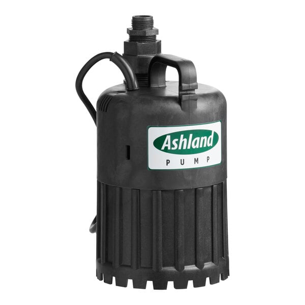 An Ashland submersible utility pump with a white label.