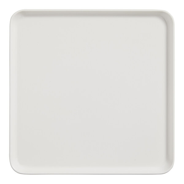An American Metalcraft cream melamine square plate with a white border.