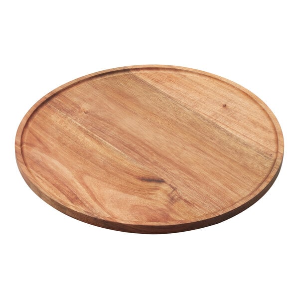 An American Metalcraft acacia wood circular serving board.