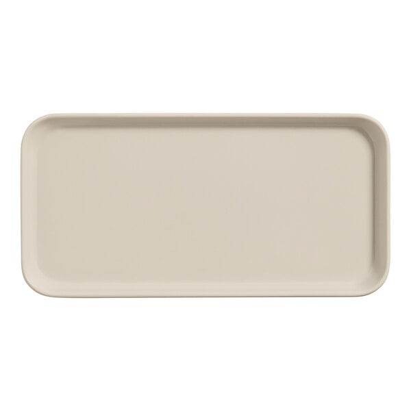 A white rectangular tray with a white border.