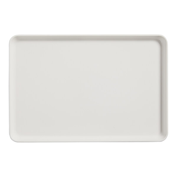 An American Metalcraft cream melamine rectangular plate with a white background.