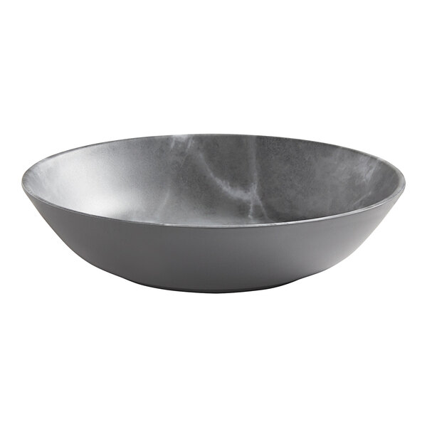An American Metalcraft gray melamine bowl with a marble effect on the inside.
