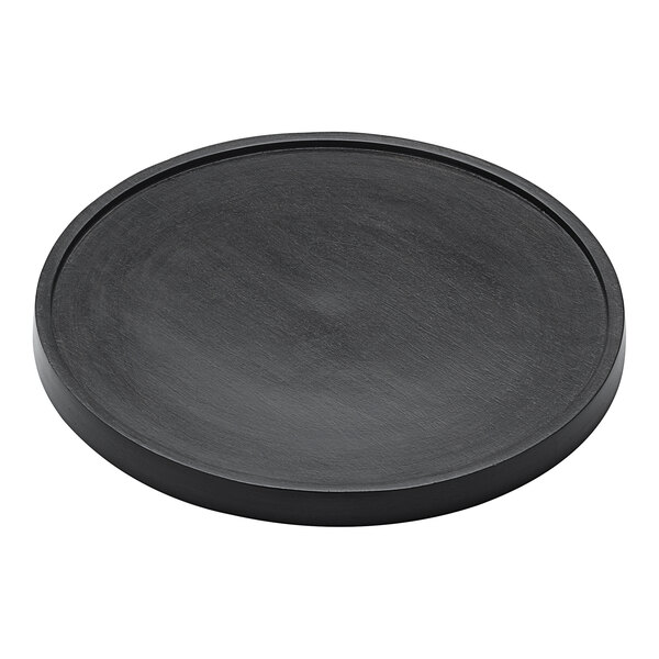 An American Metalcraft Upton Collection espresso wood plate on a table.