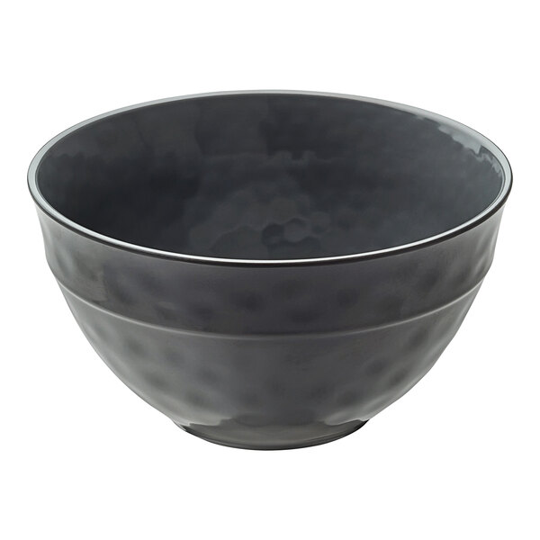 An American Metalcraft Crave melamine serving bowl with a textured surface and black rim.