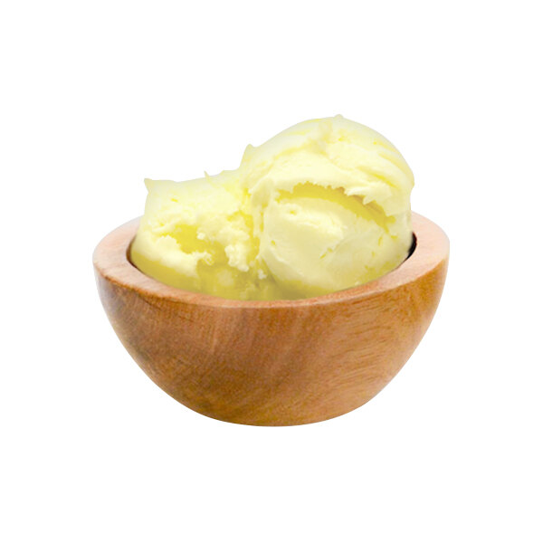 A wooden bowl with G.S. Gelato Limoncello sorbet in it.