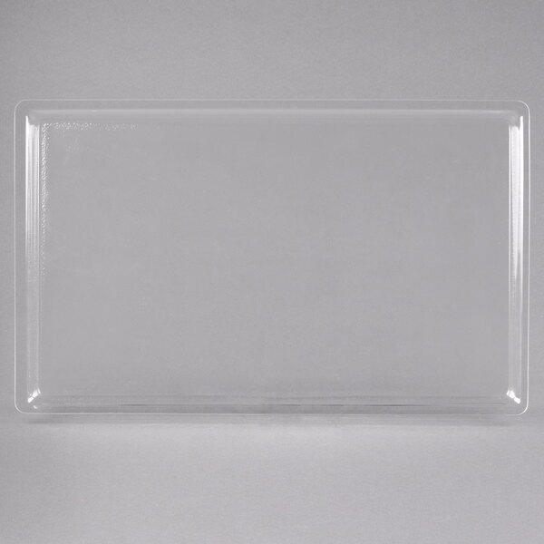 A clear plastic tray on a white background.
