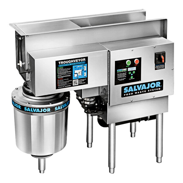 Salvajor 500 TVR TroughVeyor Right Handed Food Scrapper / Waste Trough Conveyor and Disposing System - 208-230V, 3 Phase, 5 hp