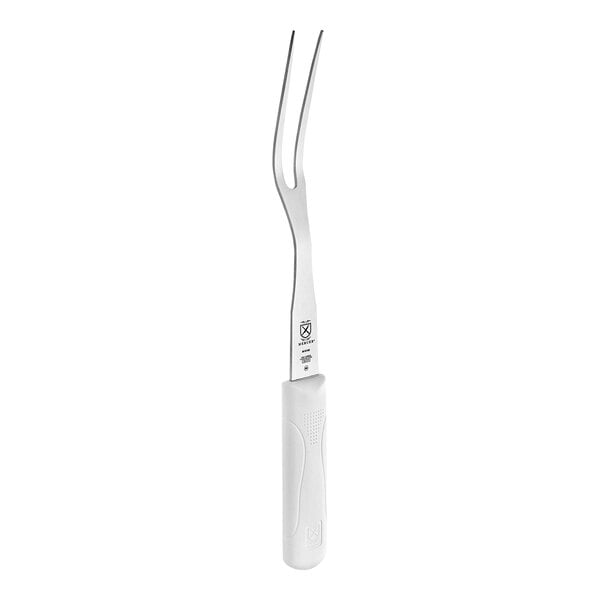 A Mercer Culinary Ultimate White pot fork with a white handle.