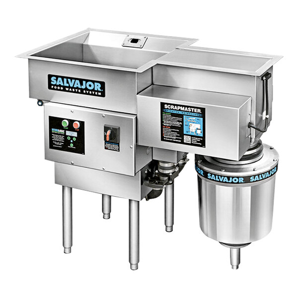 Salvajor 500 SM ScrapMaster Food Scrapper / Waste Disposing System with Standard Basin - 208-230V, 3 Phase, 5 hp
