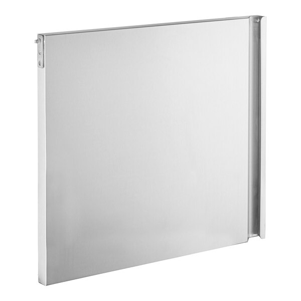 A stainless steel rectangular door with a metal frame.