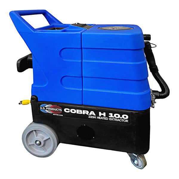 A blue and black U.S. Products Cobra 10.0 heated carpet extractor.