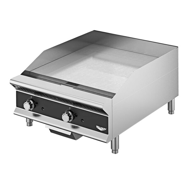 A Vollrath stainless steel countertop griddle with manual controls.