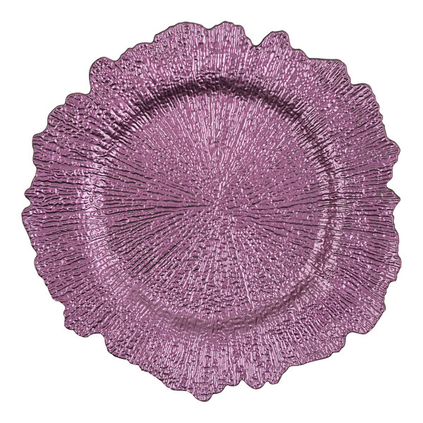 An American Atelier purple charger plate with a wavy textured edge.