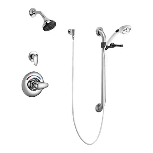 A Delta dual shower head with hand shower attachment.