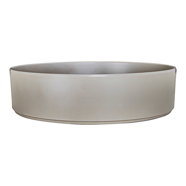A Cal-Mil raised rim melamine bowl with a white background.