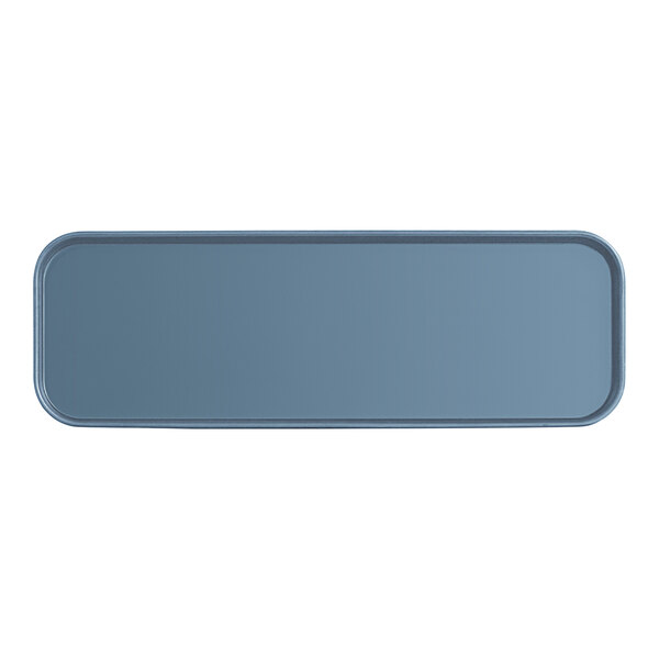 A rectangular blue object with a raised rim.