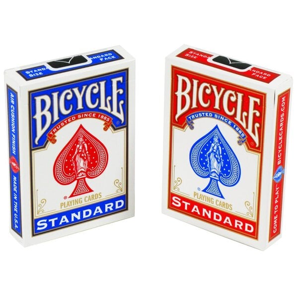 A box of Bicycle Standard playing cards.
