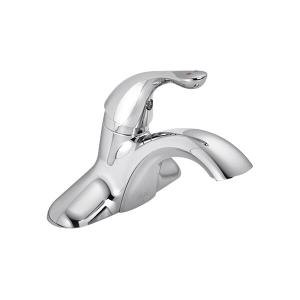 A Delta chrome single lever faucet with a silver vandal-resistant lever handle.