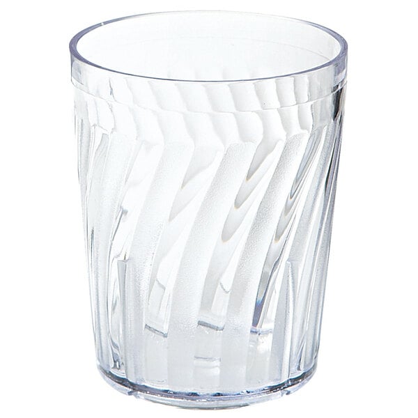 A clear GET Tahiti plastic tumbler with a curved design.