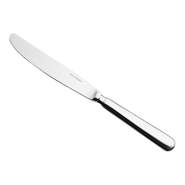 A Hepp by Bauscher Baguette stainless steel table knife with a black handle and silver blade.