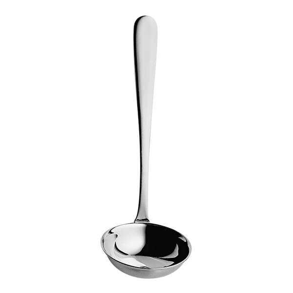 A Hepp Carlton stainless steel soup ladle with a long handle.