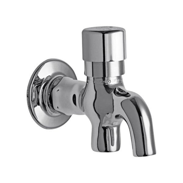 A Chicago Faucets wall-mounted glass filler valve with a chrome finish.