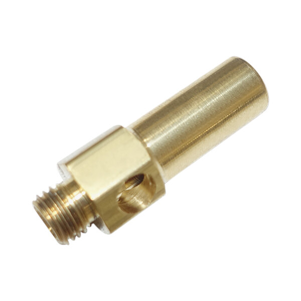 A Savage Bros Standard Natural Gas Jet with a brass threaded pipe and a nut on the end.