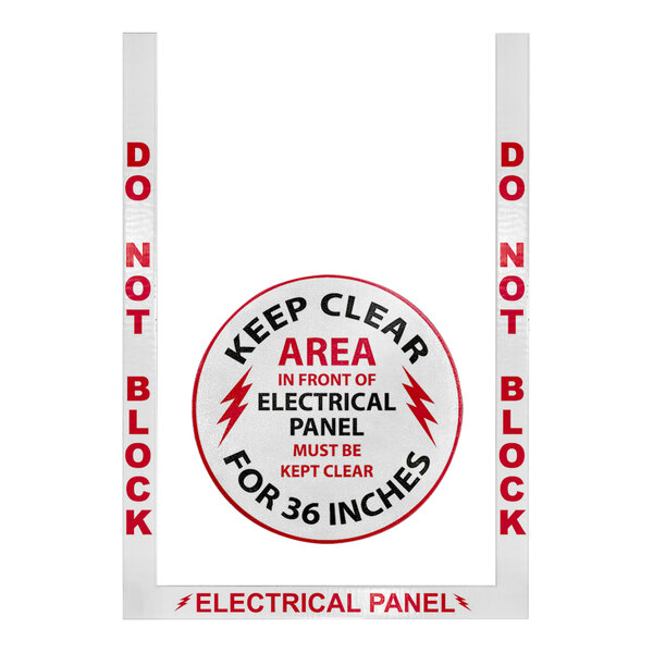 A white rectangular vinyl floor sign with red text reading "Do Not Block Electrical Panel" by Superior Mark.