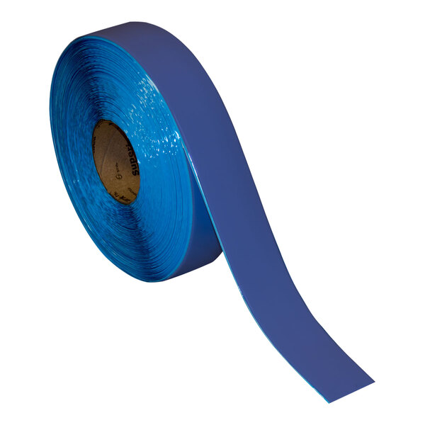 A roll of blue Superior Mark safety tape.