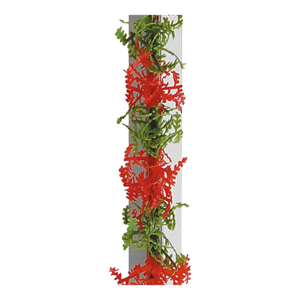A Dalebrook white melamine divider with red and green garland hanging from it.