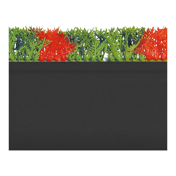 A black Dalebrook garnish divider with red and green artificial plants.