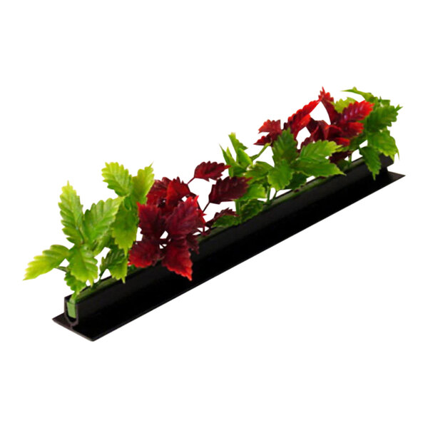 A Dalebrook black rectangular divider with artificial red and green Coleus plants.
