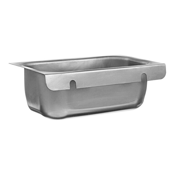A silver pan with a hole in it, the All Points 2 1/2" Deep Grease Tray.