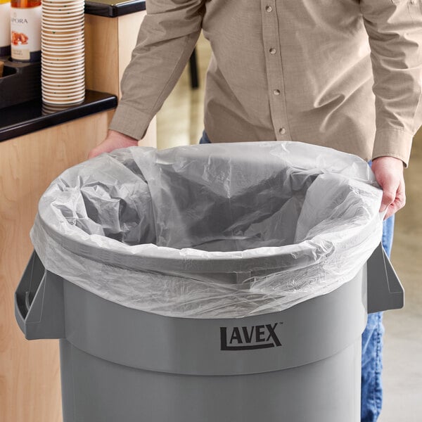 Lavex 55-60 Gallon 22 Micron 38" x 60" High Density Janitorial Can Liner / Trash Bag - 150/Case