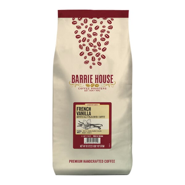 Barrie House French Vanilla Flavored Whole Bean Coffee 2 lb. - 6/Case