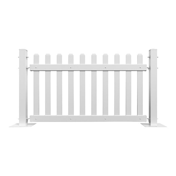 A white Mod-Picket fence with posts.