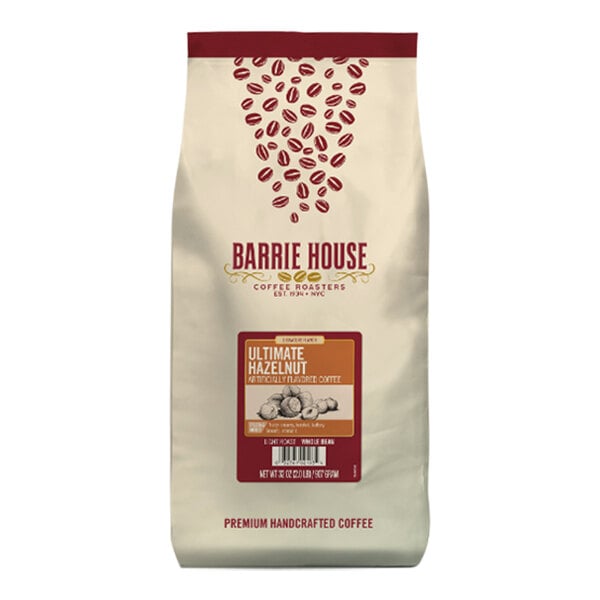 Barrie House Ultimate Hazelnut Flavored Whole Bean Coffee 2 lb. - 6/Case