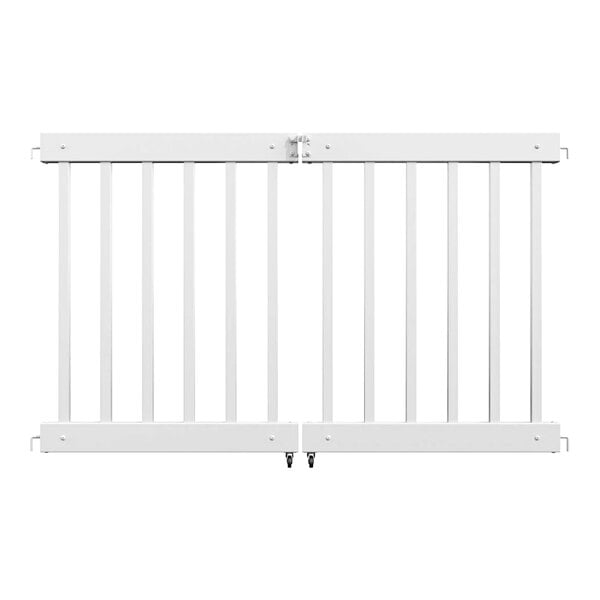 A white Mod-Traditional center gate panel with metal bars.