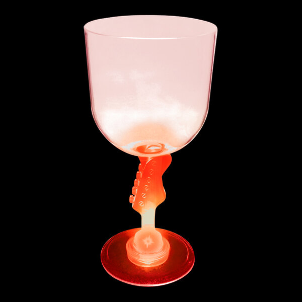 A close-up of a customizable plastic guitar stem goblet with a red LED light inside.